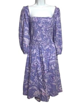 Lavender Swirl Smocked Mini Dress Ava and Viv Women's Plus Size 4X Hippie Rave